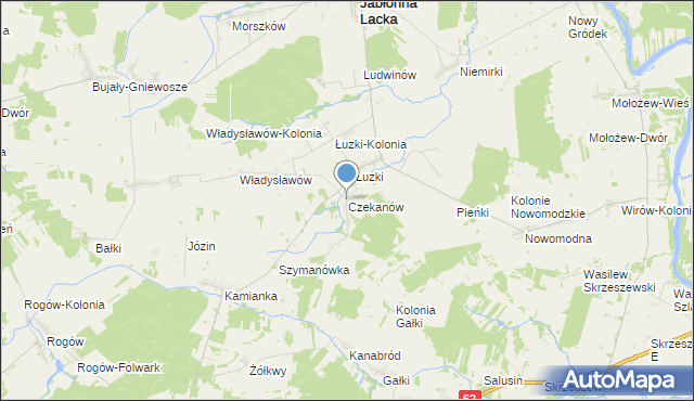 mapa Czekanów, Czekanów gmina Jabłonna Lacka na mapie Targeo